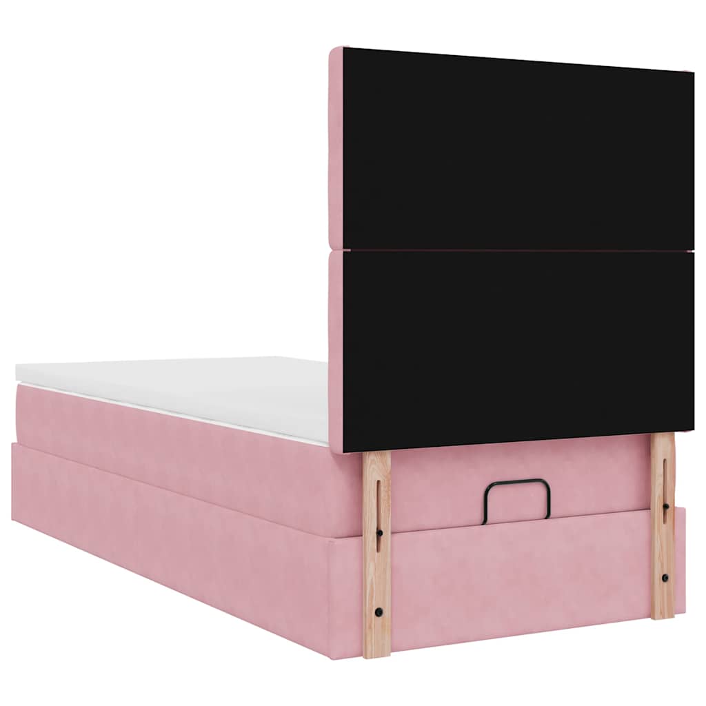 vidaXL Struttura Letto Pouf con Materassi Rosa 90x200 cm in Velluto