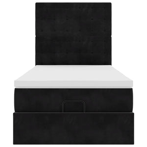 Struttura Letto Pouf con Materassi Nero 100x200 cm Velluto 3314446