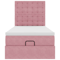 vidaXL Struttura Letto Pouf con Materassi Rosa 100x200 cm Velluto