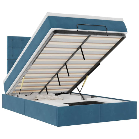 vidaXL Struttura Letto Pouf con Materassi Blu Scuro 120x200 cm Velluto