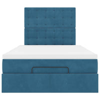 vidaXL Struttura Letto Pouf con Materassi Blu Scuro 120x200 cm Velluto