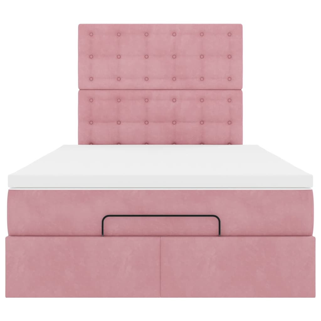 vidaXL Struttura Letto Pouf con Materasso Rosa 120x200 cm Velluto
