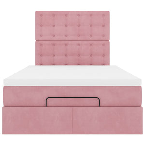 vidaXL Struttura Letto Pouf con Materasso Rosa 120x200 cm Velluto