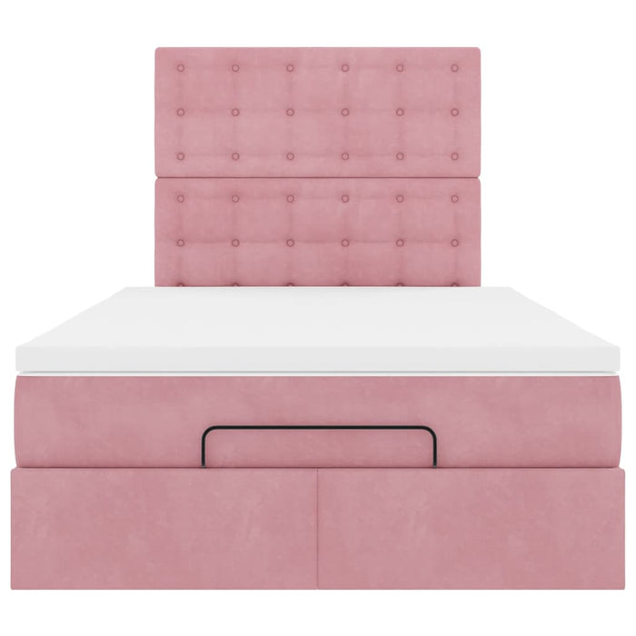 vidaXL Struttura Letto Pouf con Materasso Rosa 120x200 cm Velluto