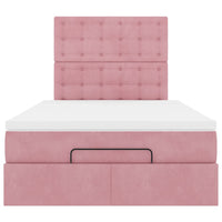 Struttura Letto Pouf con Materasso Rosa 120x200 cm Velluto 3314461