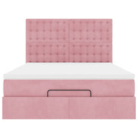 Struttura Letto Pouf con Materassi Rosa 140x190 cm in Velluto 3314467