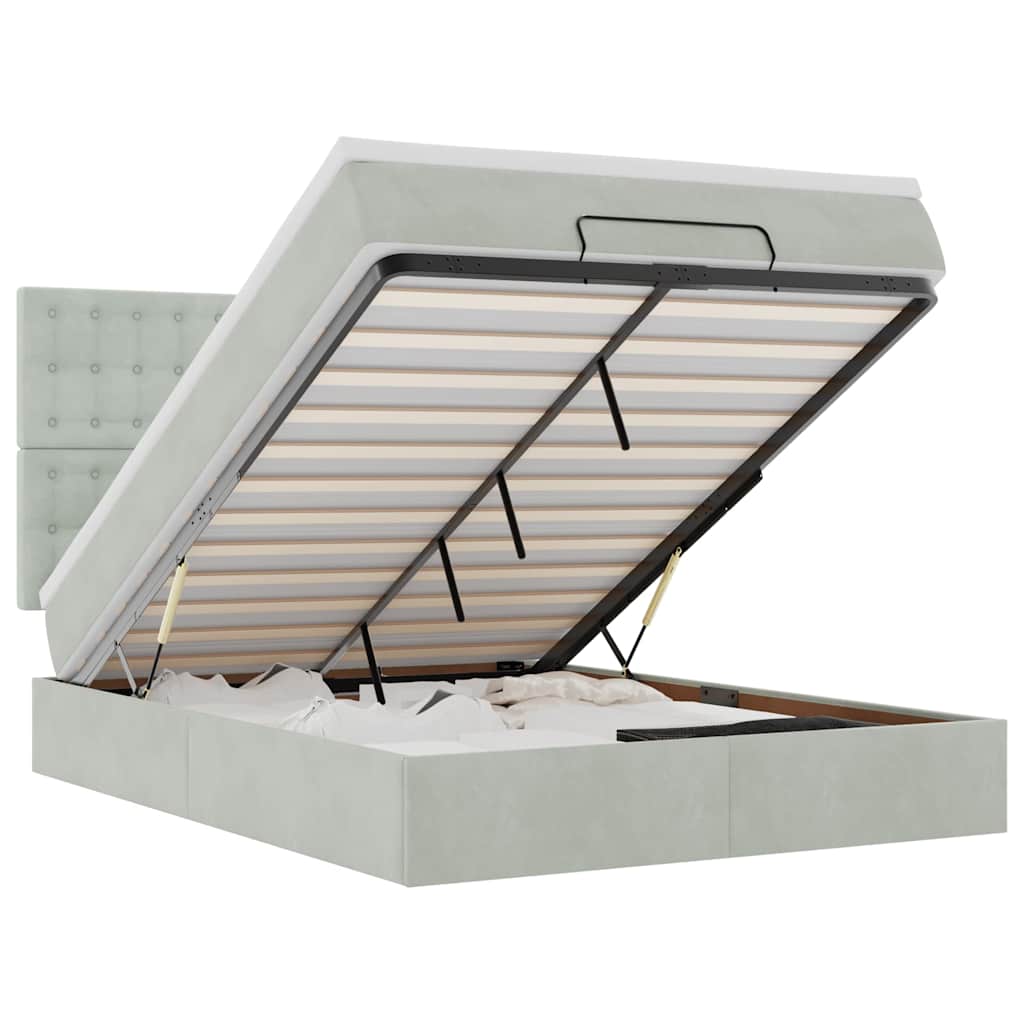 vidaXL Struttura Letto Pouf con Materassi 140x200 cm in Velluto