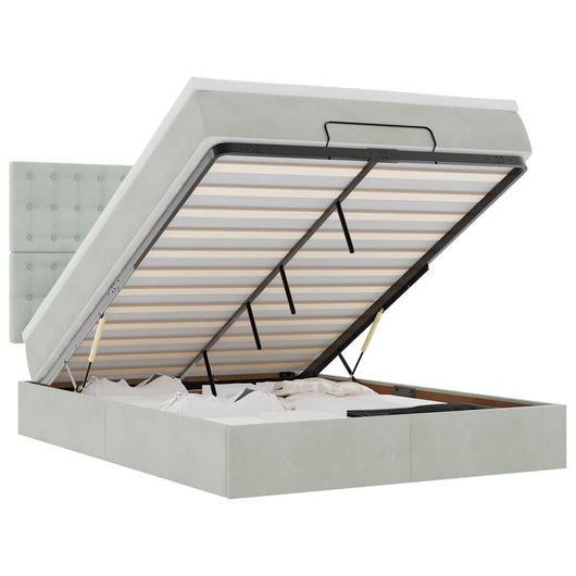 vidaXL Struttura Letto Pouf con Materassi 140x200 cm in Velluto