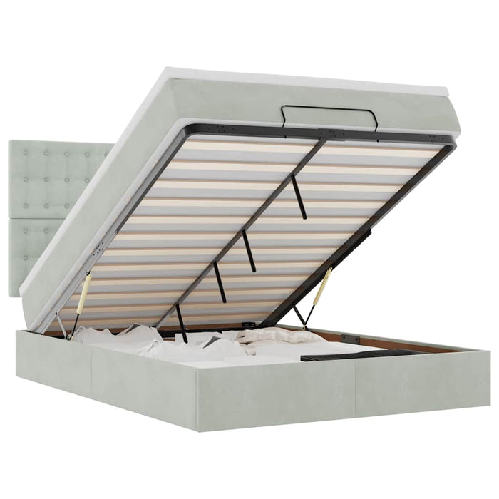 vidaXL Struttura Letto Pouf con Materassi 140x200 cm in Velluto