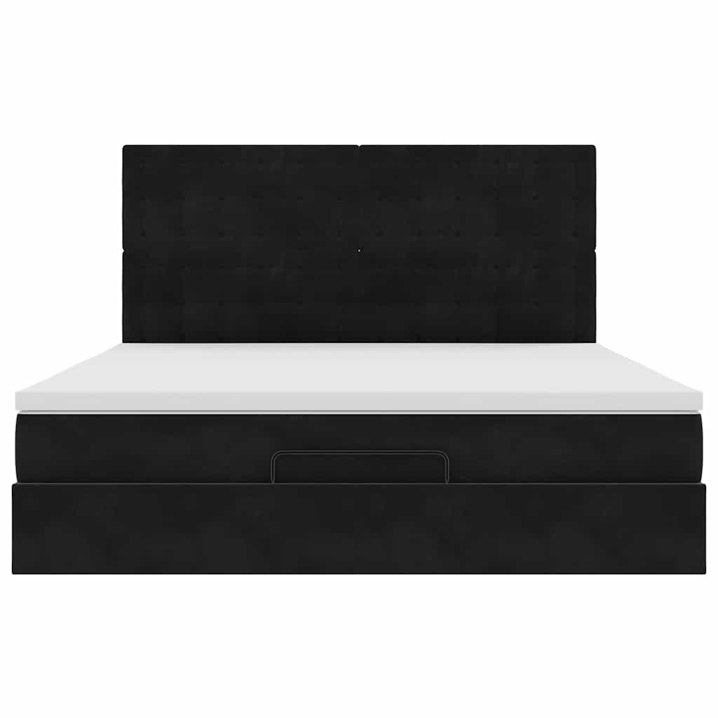 vidaXL Struttura Letto Pouf con Materassi Nero 180x200 cm in Velluto