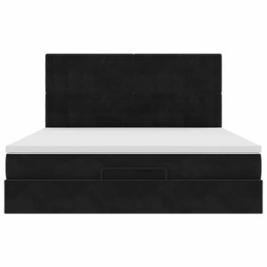 vidaXL Struttura Letto Pouf con Materassi Nero 180x200 cm in Velluto