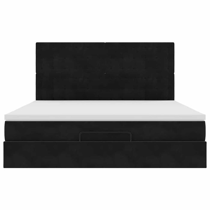 vidaXL Struttura Letto Pouf con Materassi Nero 180x200 cm in Velluto