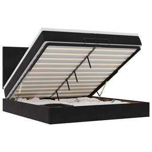 Struttura Letto Pouf con Materassi Nero 200x200 cm Velluto 3314488