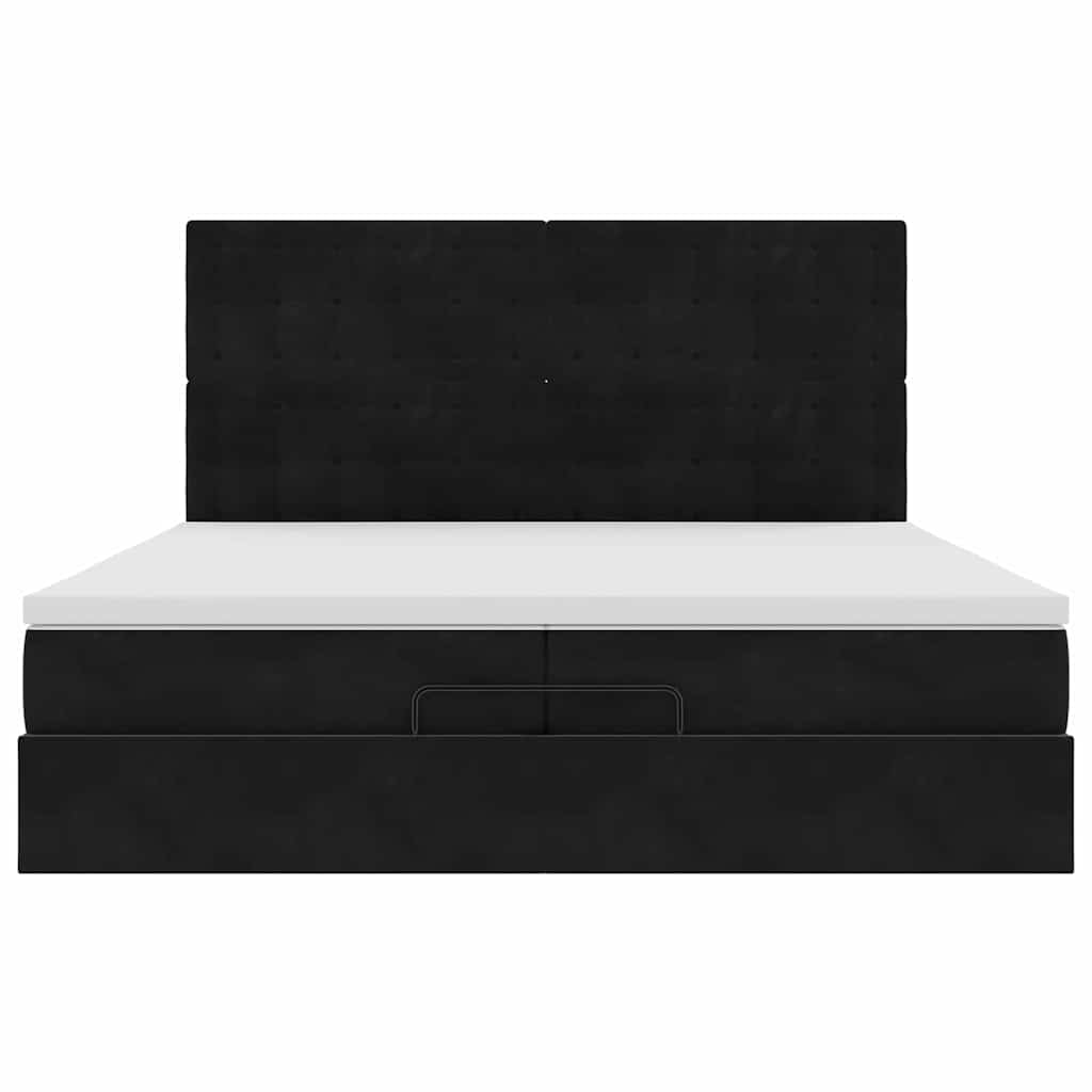 Struttura Letto Pouf con Materassi Nero 200x200 cm Velluto 3314488