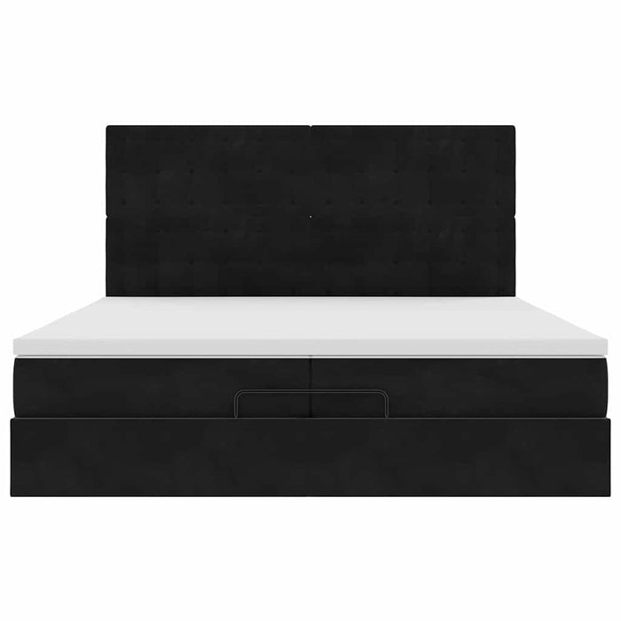 Struttura Letto Pouf con Materassi Nero 200x200 cm Velluto 3314488