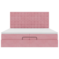 Struttura Letto Pouf con Materassi Rosa 200x200 cm Velluto