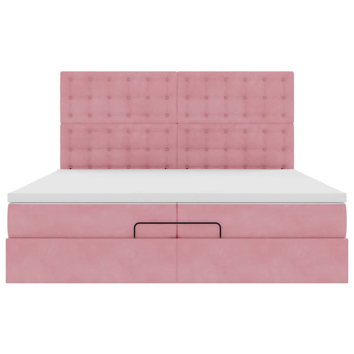 Struttura Letto Pouf con Materassi Rosa 200x200 cm Velluto