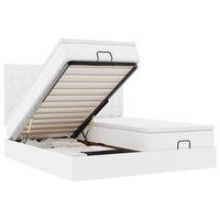 Pouf Letto con Materassi e LED Bianco Puro 160x200cm Similpelle 3314499