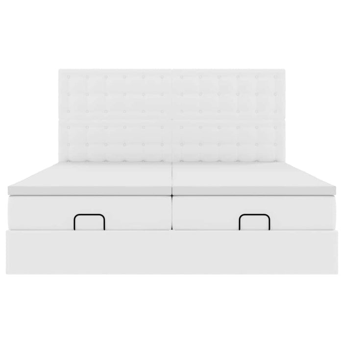 vidaXL Pouf Letto con Materassi e LED Bianco Puro 160x200cm Similpelle