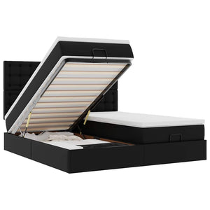 Pouf Letto con Materassi e LED Nero 180x200cm Similpelle 3314503