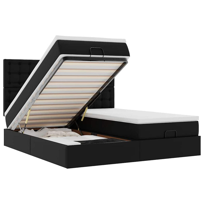 Pouf Letto con Materassi e LED Nero 180x200cm Similpelle 3314503