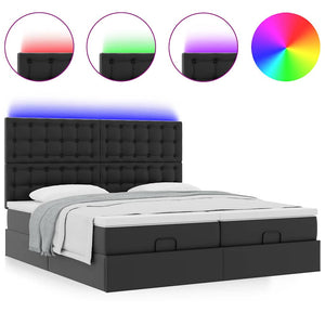 Pouf Letto con Materassi e LED Nero 180x200cm Similpelle 3314503