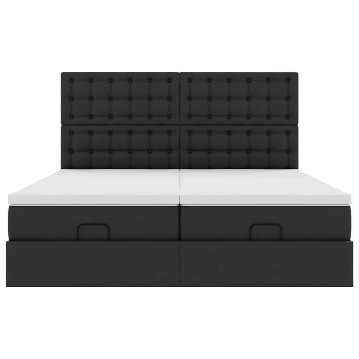 Pouf Letto con Materassi e LED Nero 180x200cm Similpelle