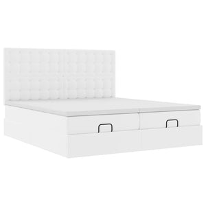 vidaXL Pouf Letto con Materassi e LED Bianco Puro 180x200cm Similpelle