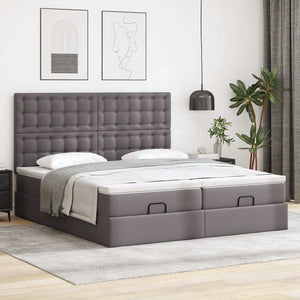 Pouf Letto con Materassi e LED Grigio 180x200cm Similpelle 3314506