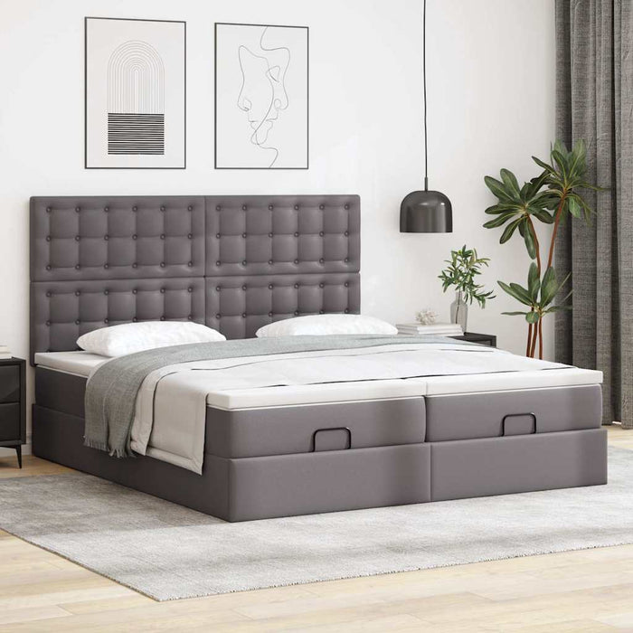 Pouf Letto con Materassi e LED Grigio 180x200cm Similpelle 3314506