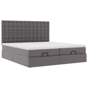 Pouf Letto con Materassi e LED Grigio 180x200cm Similpelle 3314506