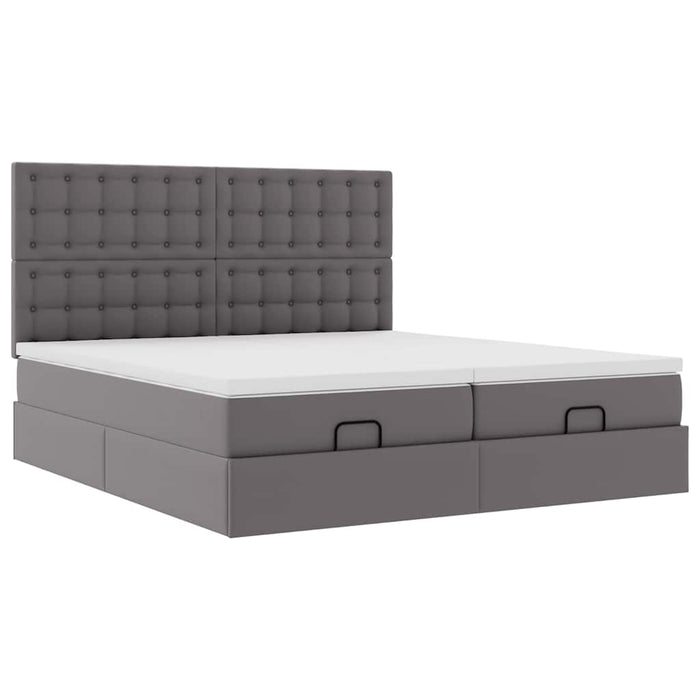 Pouf Letto con Materassi e LED Grigio 180x200cm Similpelle 3314506