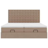 vidaXL Pouf Letto con Materassi e LED Cappuccino 180x200cm Similpelle