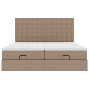 vidaXL Pouf Letto con Materassi e LED Cappuccino 180x200cm Similpelle