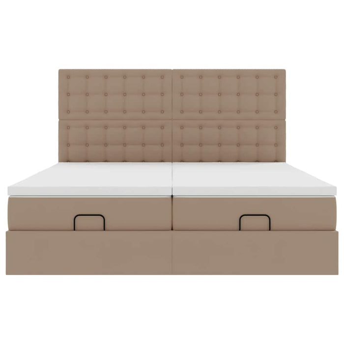 vidaXL Pouf Letto con Materassi e LED Cappuccino 180x200cm Similpelle