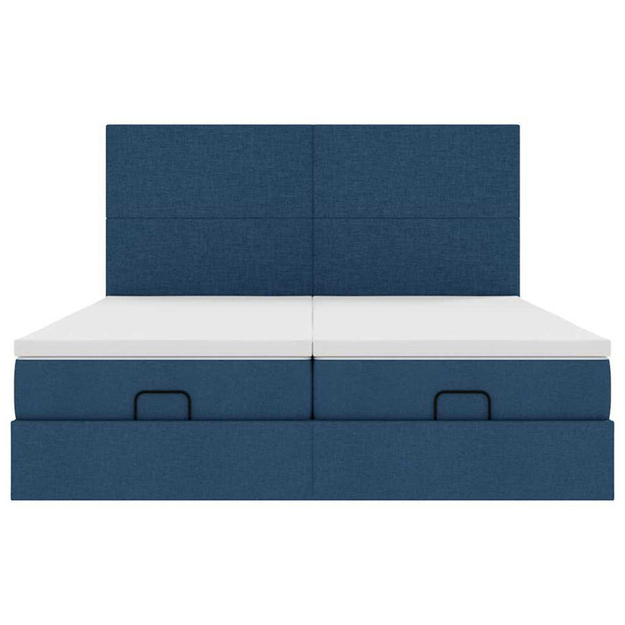 Struttura Letto Pouf con Materassi Blu 160x200 cm in Tessuto 3314519