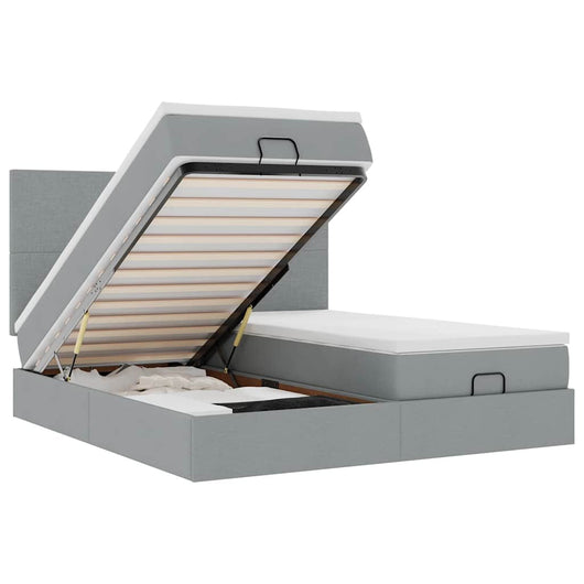 vidaXL Struttura Letto Pouf con Materassi 200x200 cm in Tessuto