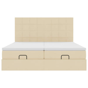 Struttura Letto Pouf con Materassi Crema 200x200 cm in Tessuto 3314553