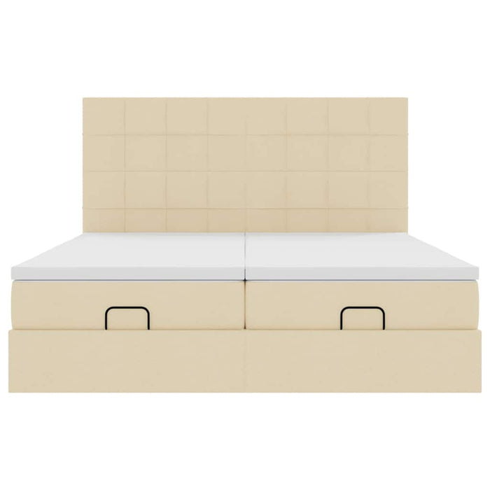 Struttura Letto Pouf con Materassi Crema 200x200 cm in Tessuto 3314553