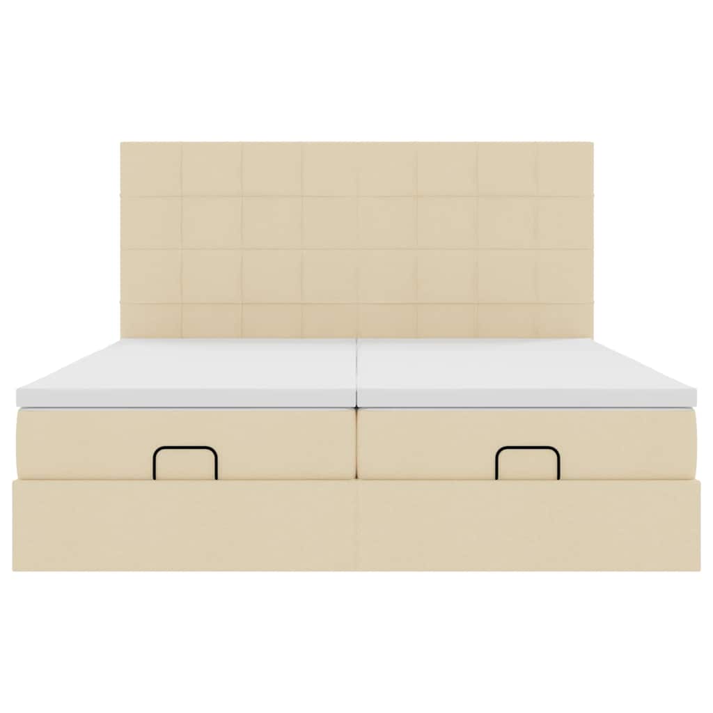 vidaXL Struttura Letto Pouf con Materassi Crema 200x200 cm in Tessuto
