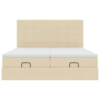 vidaXL Struttura Letto Pouf con Materassi Crema 200x200 cm in Tessuto