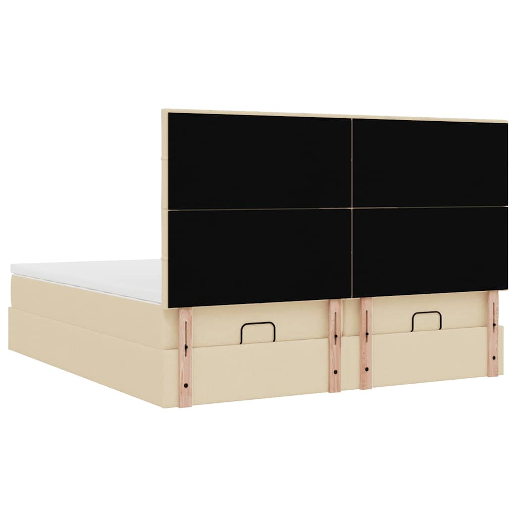 Struttura Letto Pouf con Materassi Crema 200x200 cm in Tessuto 3314553