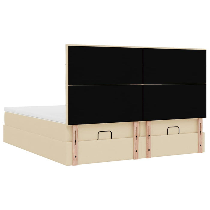 Struttura Letto Pouf con Materassi Crema 200x200 cm in Tessuto 3314553