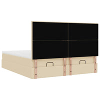 vidaXL Struttura Letto Pouf con Materassi Crema 200x200 cm in Tessuto