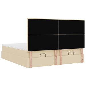 vidaXL Struttura Letto Pouf con Materassi Crema 200x200 cm in Tessuto