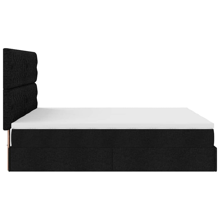 Struttura Letto Pouf con Materassi Nero 200x200 cm in Tessuto 3314571
