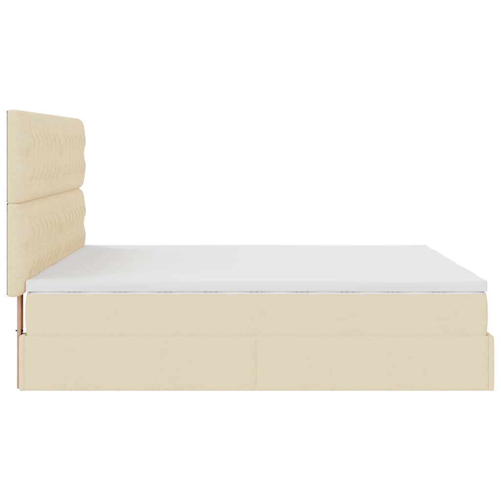 Struttura Letto Pouf con Materassi Crema 200x200 cm in Tessuto 3314574