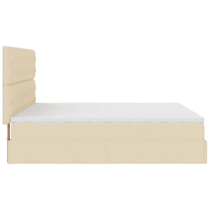 Struttura Letto Pouf con Materassi Crema 200x200 cm in Tessuto 3314574