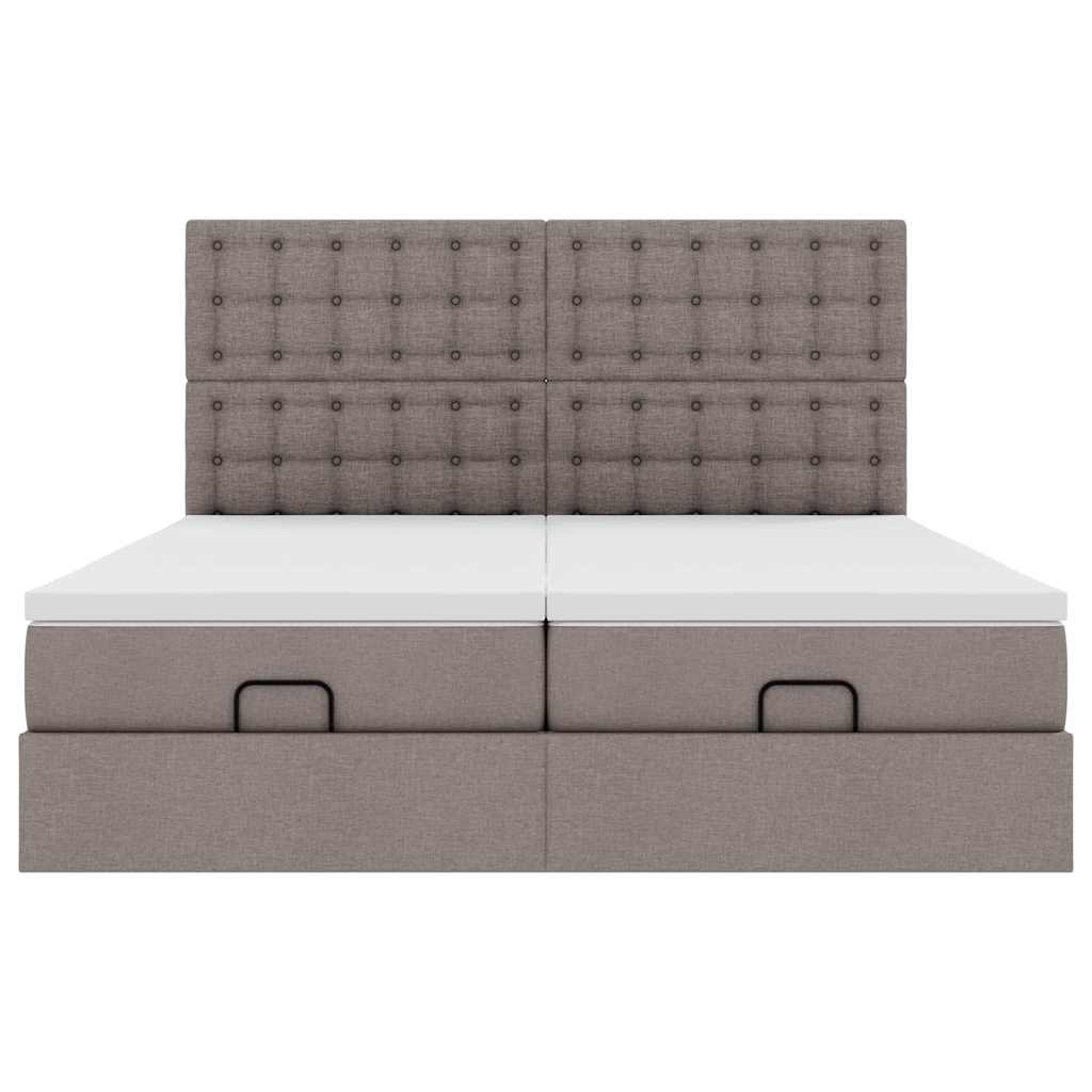 Struttura Letto Pouf con Materassi Tortora 160x200cm in Tessuto 3314580