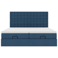vidaXL Struttura Letto Pouf con Materassi Blu 160x200 cm in Tessuto